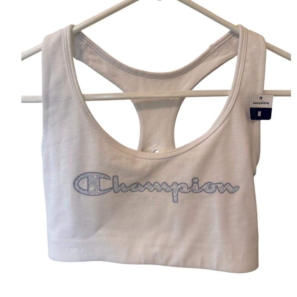 NEW Champion Sports Bra Women's Size Medium White Blue Gym Workout Running